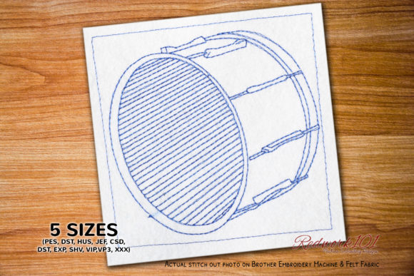 Bass Drum Redwork: A Versatile Embroidery Design