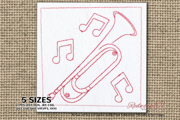 Bugle Trumpet Bluework: A Charming Embroidery Design