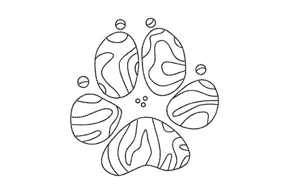Charming Dog Paw with Lines: A Versatile Embroidery Design