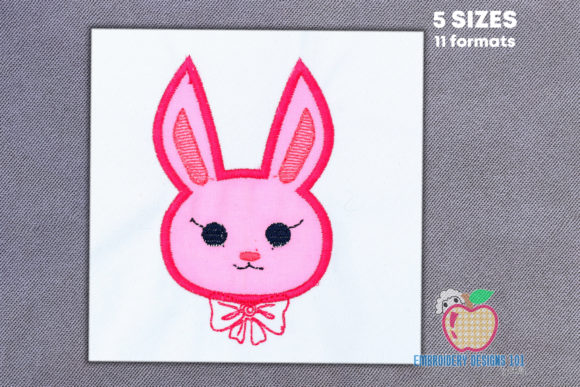 Charming Girl Rabbit Face Applique Design