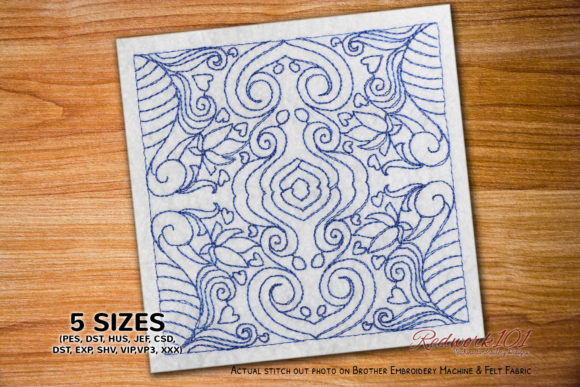 Review: Beautiful Abstract Design Flower Redwork