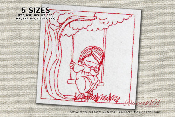 Review: Girl Sitting on the Swing Redwork