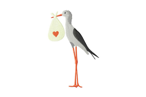 Stork with a Bag: A Charming Addition to Your Embroidery